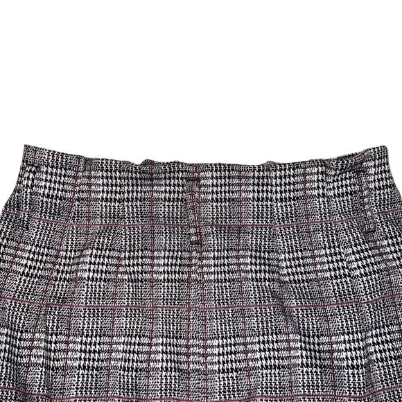 SO Womens Juniors 15 Mini Skirt Plaid Paper Bag Waist Black White Pink No Belt - Picture 9 of 12
